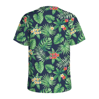 Hawaiian Tropical Leaves Pattern Print Men's Sports T-Shirt