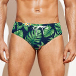 Hawaiian Tropical Leaves Pattern Print Men's Swim Briefs