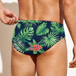 Hawaiian Tropical Leaves Pattern Print Men's Swim Briefs