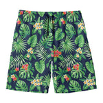 Hawaiian Tropical Leaves Pattern Print Men's Swim Trunks
