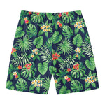 Hawaiian Tropical Leaves Pattern Print Men's Swim Trunks