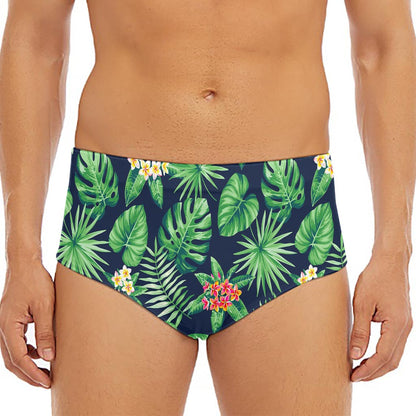 Hawaiian Tropical Leaves Pattern Print Men's Triangle Swim Briefs