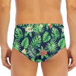 Hawaiian Tropical Leaves Pattern Print Men's Triangle Swim Briefs