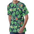 Hawaiian Tropical Leaves Pattern Print Men's Velvet T-Shirt