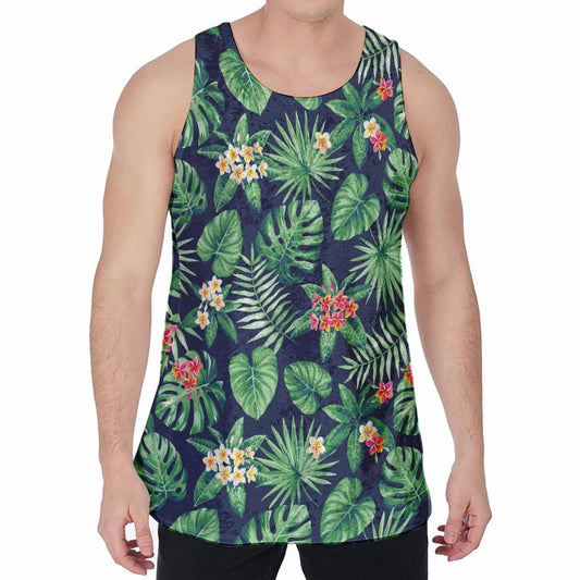 Hawaiian Tropical Leaves Pattern Print Men's Velvet Tank Top