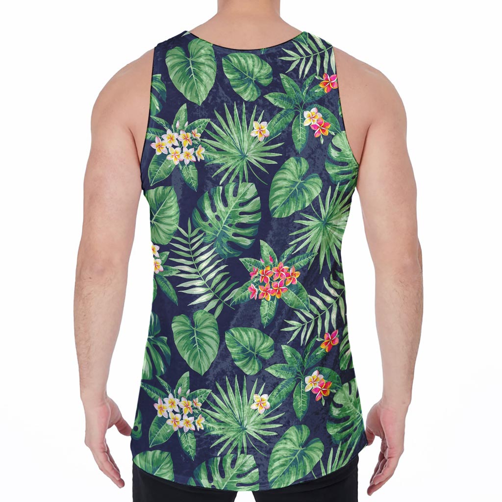 Hawaiian Tropical Leaves Pattern Print Men's Velvet Tank Top