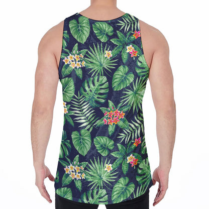 Hawaiian Tropical Leaves Pattern Print Men's Velvet Tank Top