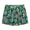 Hawaiian Tropical Leaves Pattern Print Mesh Shorts