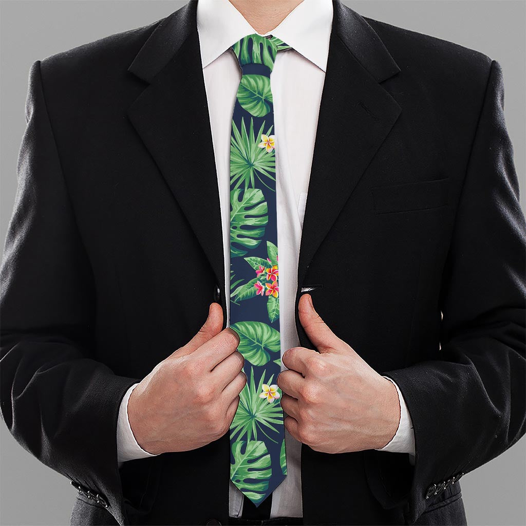 Hawaiian Tropical Leaves Pattern Print Necktie