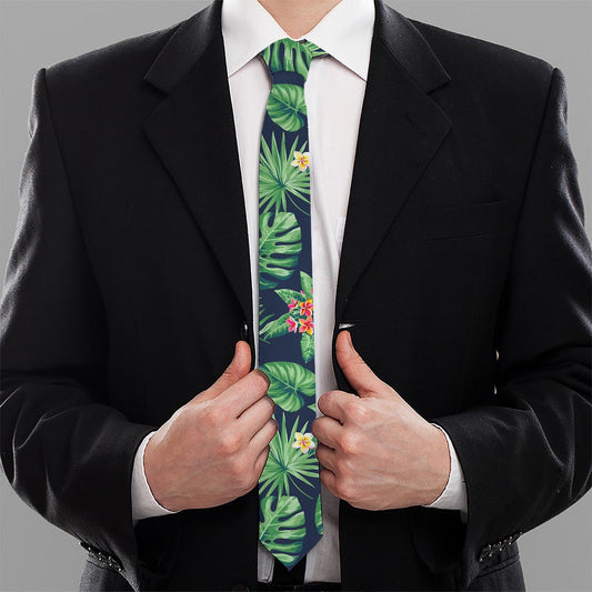 Hawaiian Tropical Leaves Pattern Print Necktie