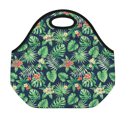 Hawaiian Tropical Leaves Pattern Print Neoprene Lunch Bag