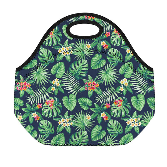 Hawaiian Tropical Leaves Pattern Print Neoprene Lunch Bag