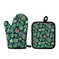 Hawaiian Tropical Leaves Pattern Print Oven Mitt And Pot Holder Set
