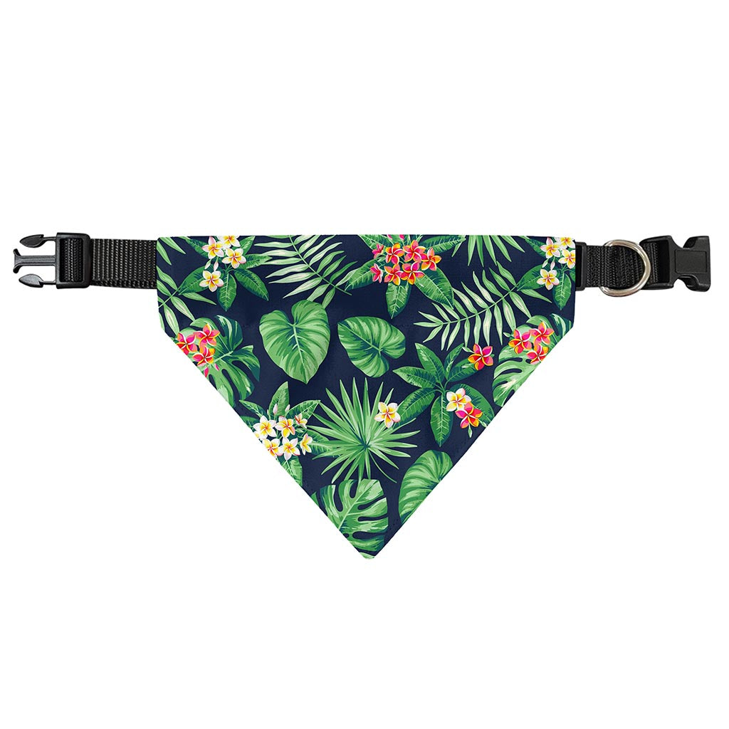 Hawaiian Tropical Leaves Pattern Print Over The Collar Dog Bandana