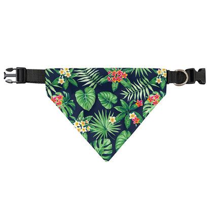 Hawaiian Tropical Leaves Pattern Print Over The Collar Dog Bandana