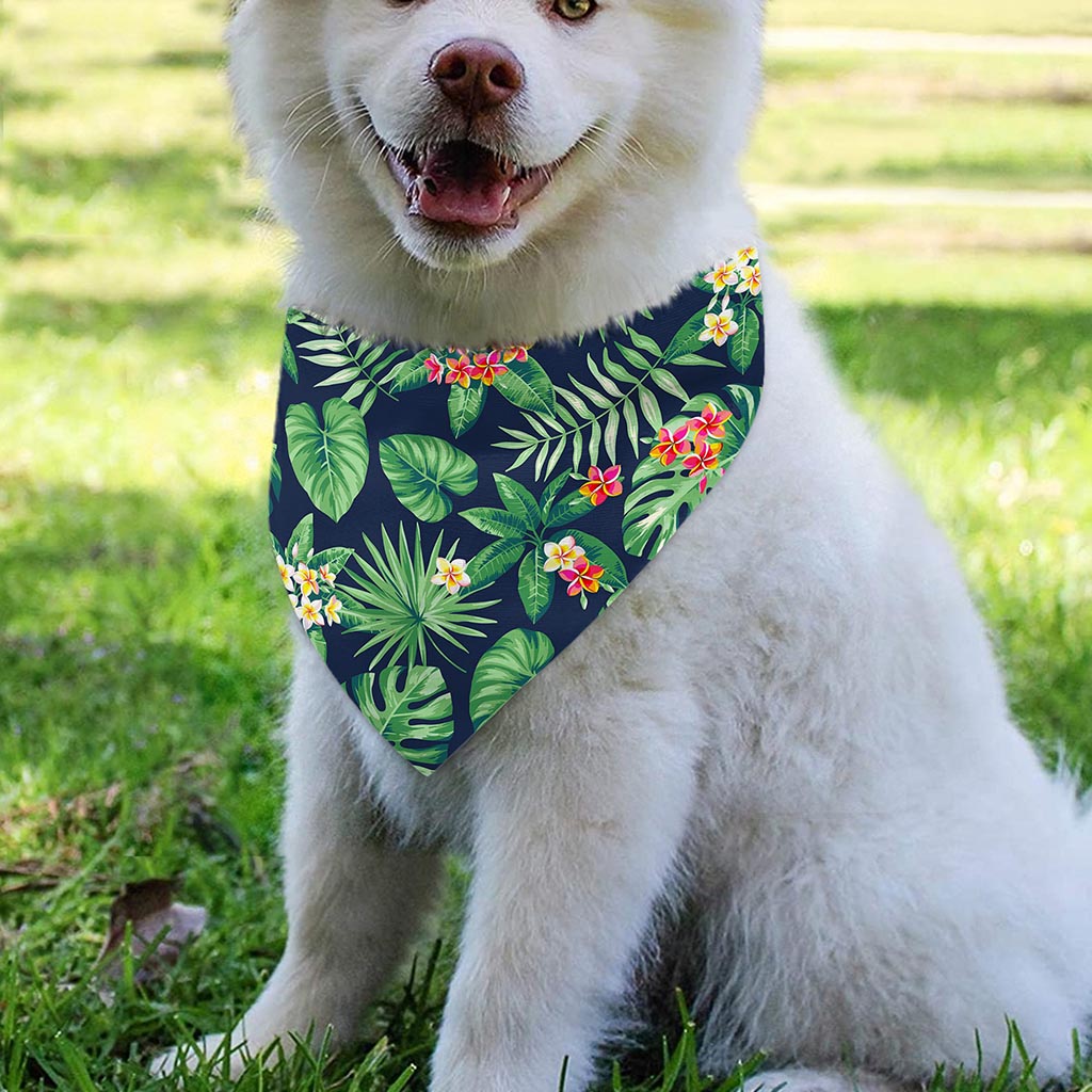 Hawaiian Tropical Leaves Pattern Print Over The Collar Dog Bandana