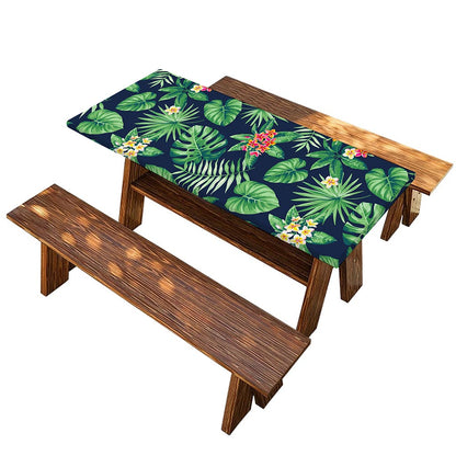 Hawaiian Tropical Leaves Pattern Print Picnic Table Cover
