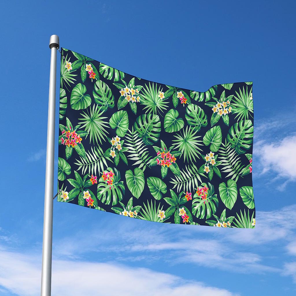 Hawaiian Tropical Leaves Pattern Print Polyester Flag