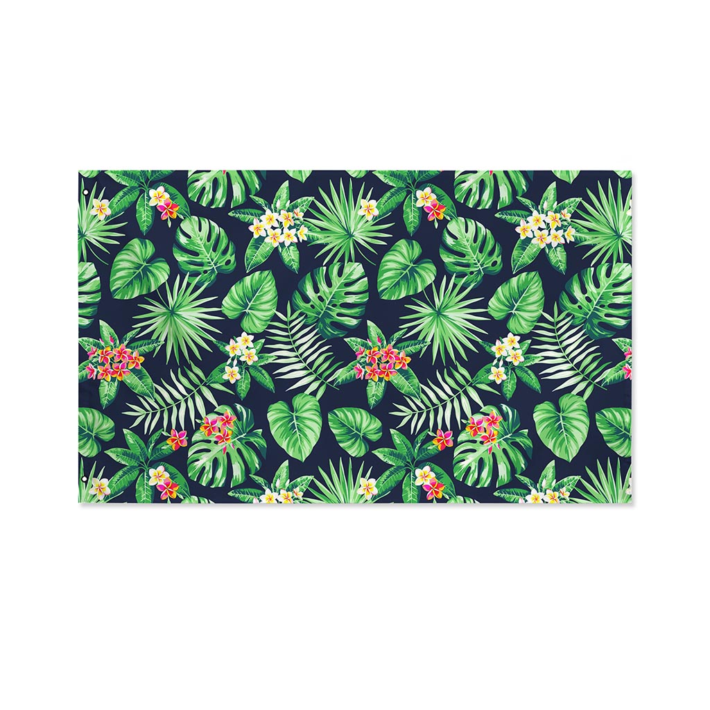 Hawaiian Tropical Leaves Pattern Print Polyester Flag