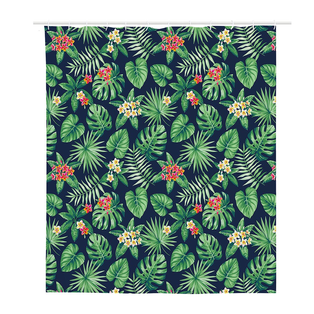 Hawaiian Tropical Leaves Pattern Print Polyester Shower Curtain