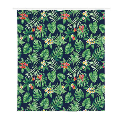 Hawaiian Tropical Leaves Pattern Print Polyester Shower Curtain