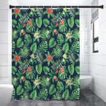 Hawaiian Tropical Leaves Pattern Print Premium Shower Curtain