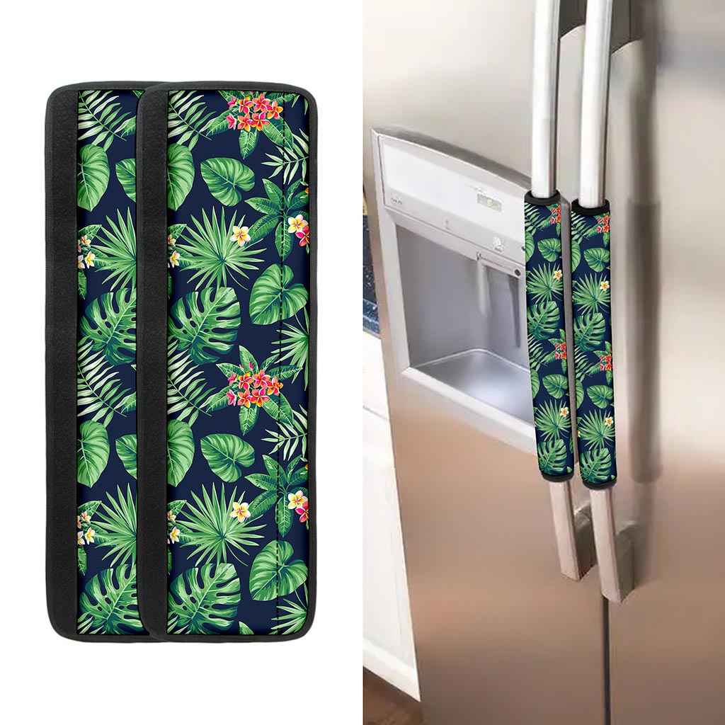 Hawaiian Tropical Leaves Pattern Print Refrigerator Handle Covers