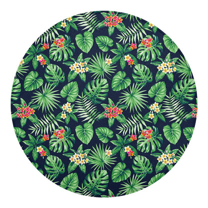Hawaiian Tropical Leaves Pattern Print Round Blanket