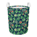 Hawaiian Tropical Leaves Pattern Print Round Laundry Basket