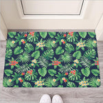 Hawaiian Tropical Leaves Pattern Print Rubber Doormat