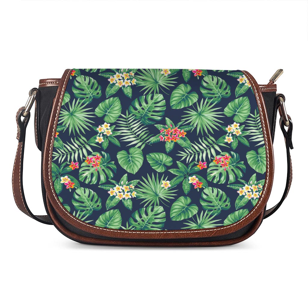 Hawaiian Tropical Leaves Pattern Print Saddle Bag