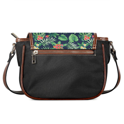 Hawaiian Tropical Leaves Pattern Print Saddle Bag