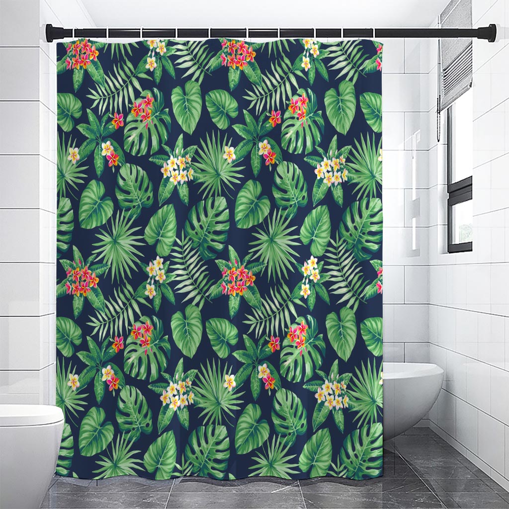 Hawaiian Tropical Leaves Pattern Print Shower Curtain