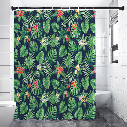 Hawaiian Tropical Leaves Pattern Print Shower Curtain