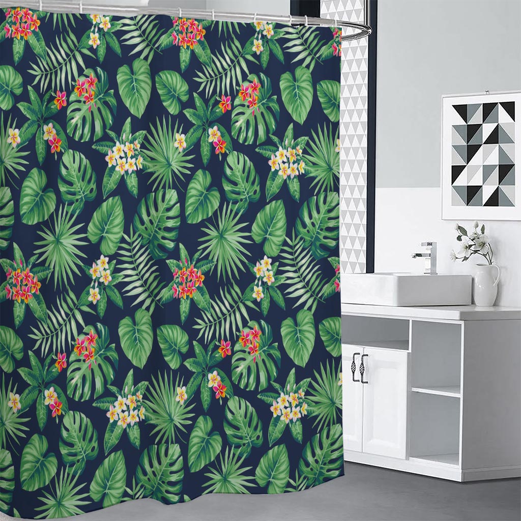 Hawaiian Tropical Leaves Pattern Print Shower Curtain