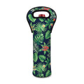 Hawaiian Tropical Leaves Pattern Print Single Neoprene Wine Tote
