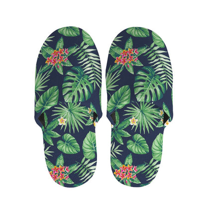 Hawaiian Tropical Leaves Pattern Print Slippers
