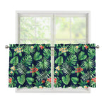 Hawaiian Tropical Leaves Pattern Print Tier Curtains