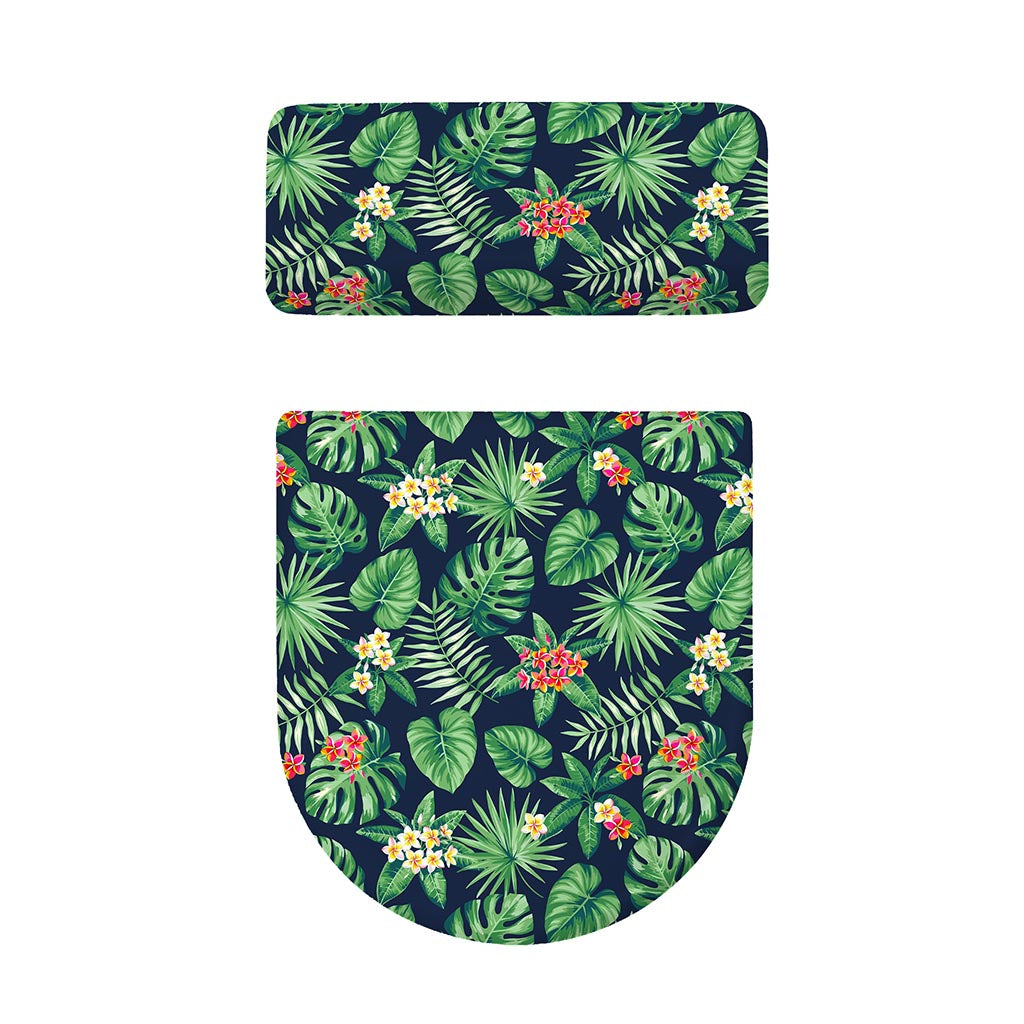 Hawaiian Tropical Leaves Pattern Print Toilet Lid And Tank Cover Set