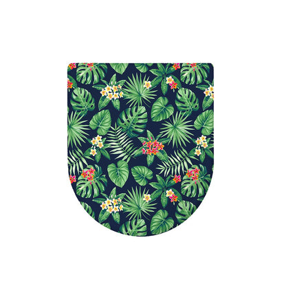 Hawaiian Tropical Leaves Pattern Print Toilet Lid Cover