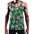 Hawaiian Tropical Leaves Pattern Print Men's Workout Tank Top