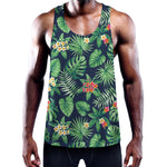 Hawaiian Tropical Leaves Pattern Print Training Tank Top