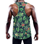 Hawaiian Tropical Leaves Pattern Print Training Tank Top