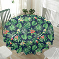 Hawaiian Tropical Leaves Pattern Print Waterproof Round Tablecloth