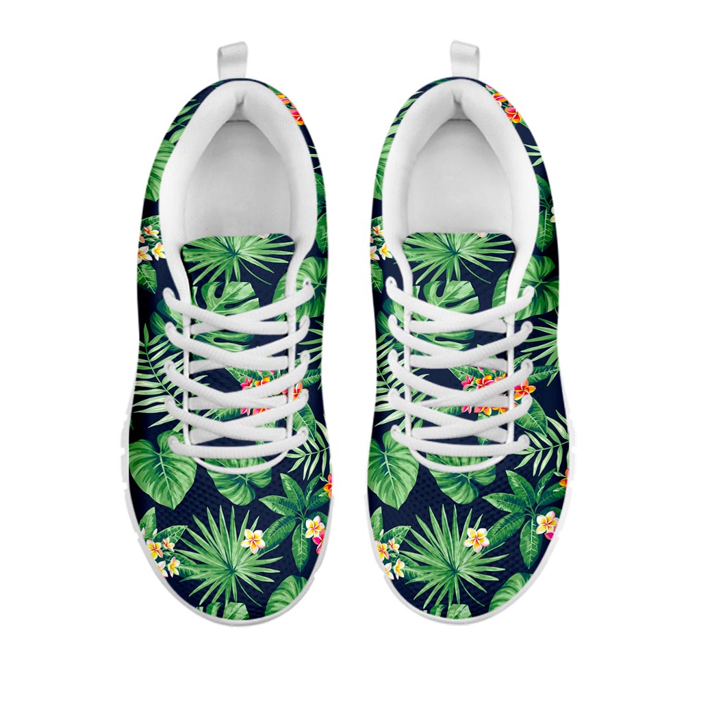 Hawaiian Tropical Leaves Pattern Print White Running Shoes