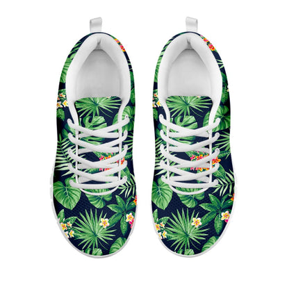 Hawaiian Tropical Leaves Pattern Print White Running Shoes