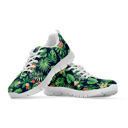 Hawaiian Tropical Leaves Pattern Print White Running Shoes