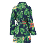 Hawaiian Tropical Leaves Pattern Print Women's Bathrobe
