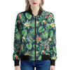 Hawaiian Tropical Leaves Pattern Print Women's Bomber Jacket