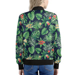 Hawaiian Tropical Leaves Pattern Print Women's Bomber Jacket